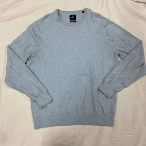 Johnnie-O Mens Light Blue Cotton Silk Blend Crewneck Sweater Medium Heathered